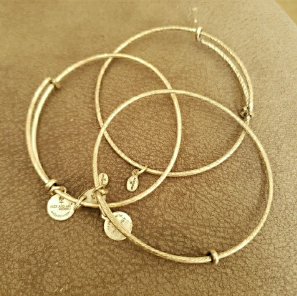 2 Pk Alex and Ani Silver & Grey Beaded Bracelets